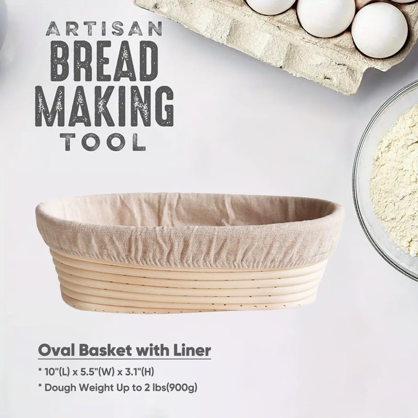 Sourdough Starter Feeding Jar Kit with Oval Proofing Basket and Bread Making Tools Bread Making Accessories