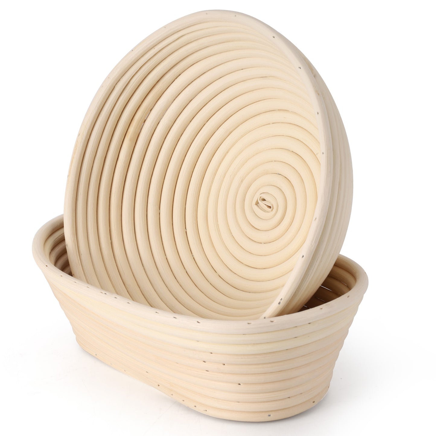 Coiled Handmade Rattan Banneton Proofing Basket Set of 2, with Cloth Liners and 2025 Leaflet Bread Baking Supplies
