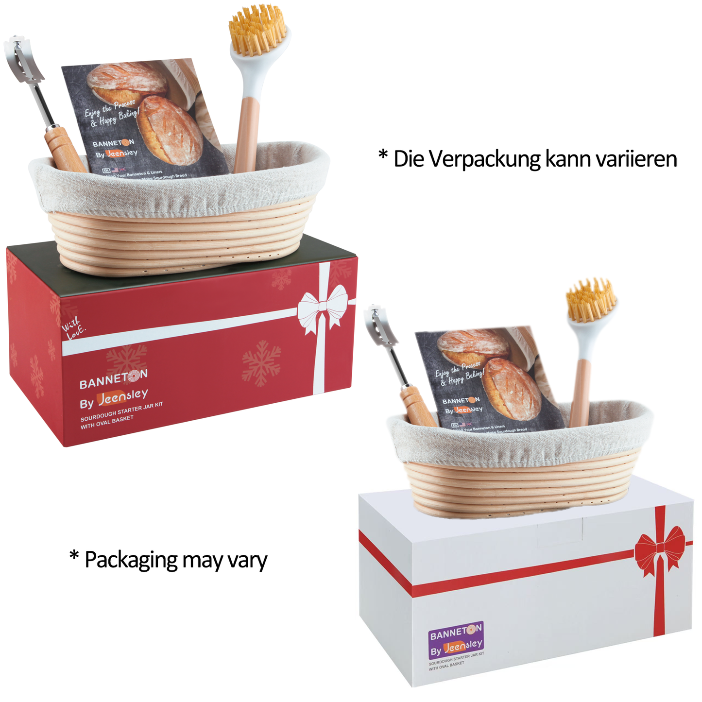 Sourdough Starter Feeding Jar Kit with Oval Proofing Basket and Bread Making Tools Bread Making Accessories